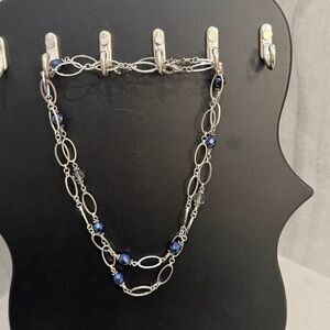 Elegant Silver and Blue Chain Necklace